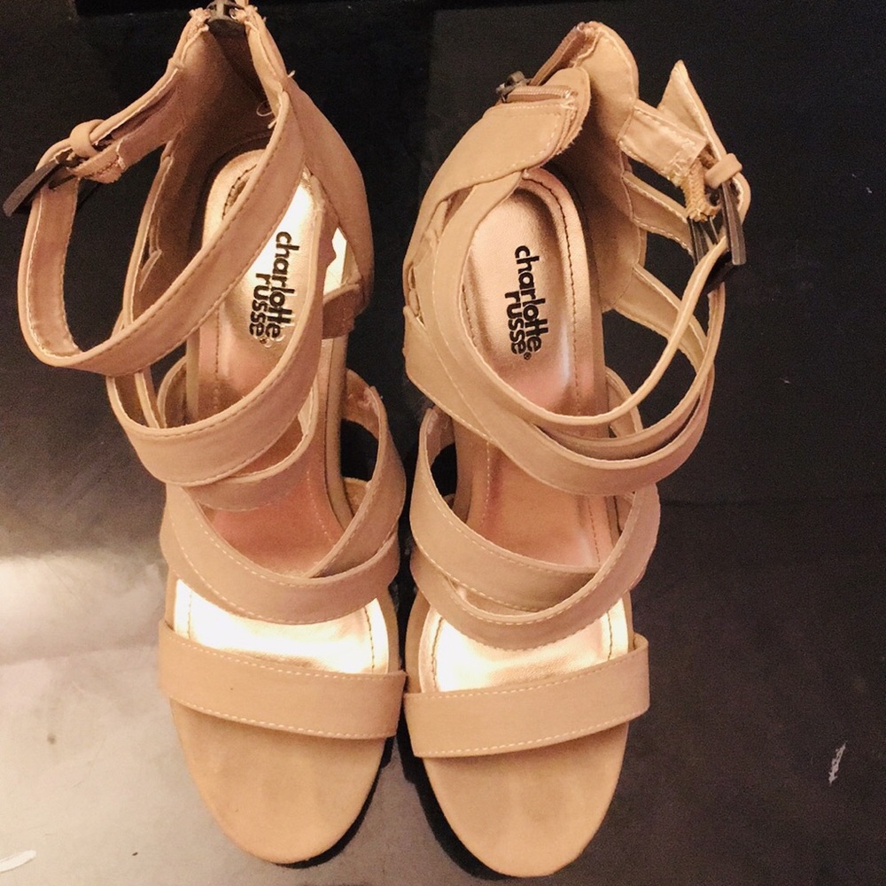 Nude Strappy wedges